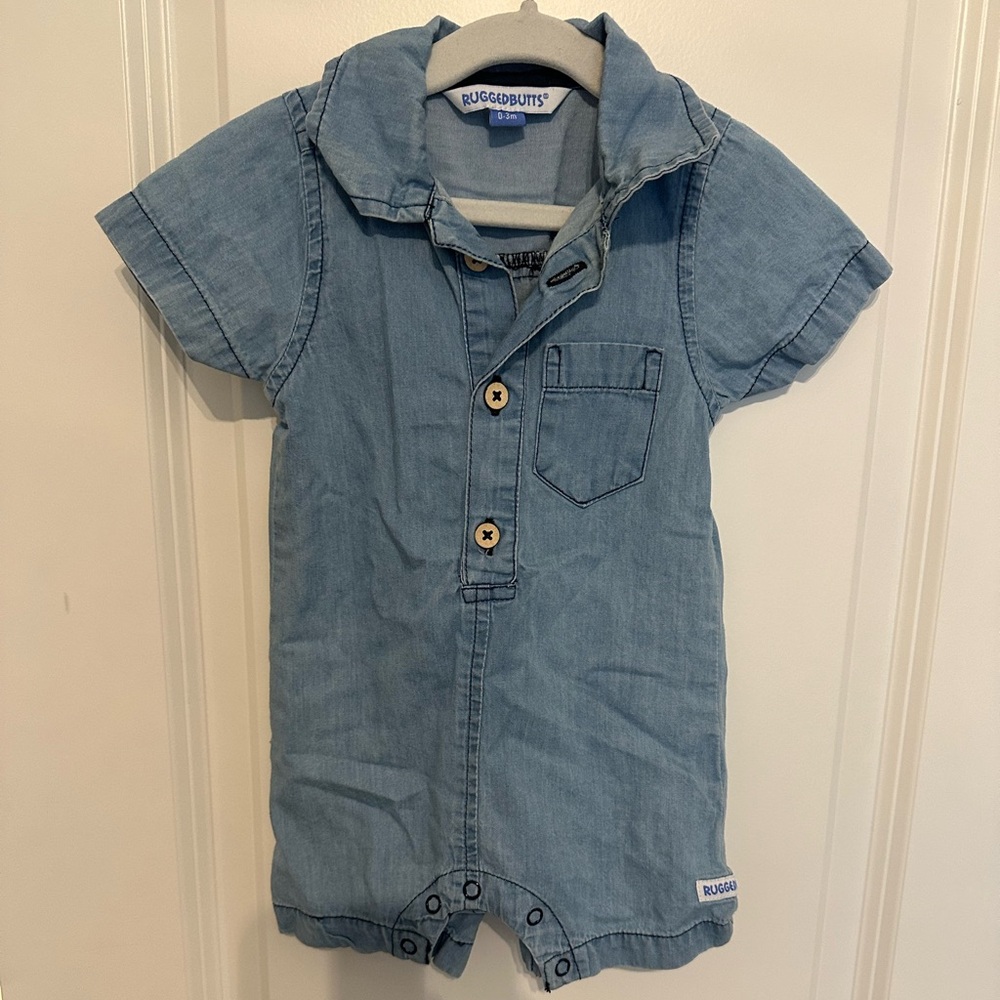 Rugged Butts 0-3 months Denim Romper